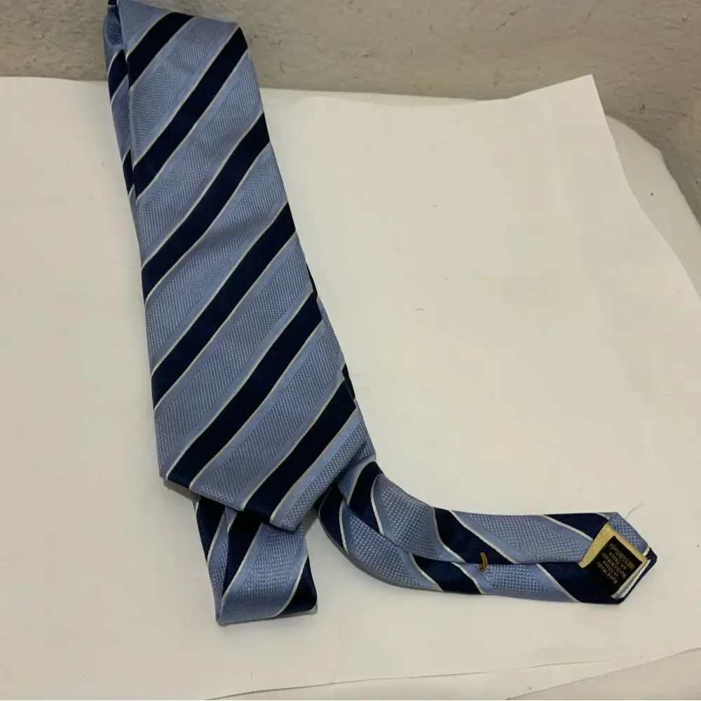 Donald J Trump Blue Black Stripes Silk Necktie Tie | EUC
